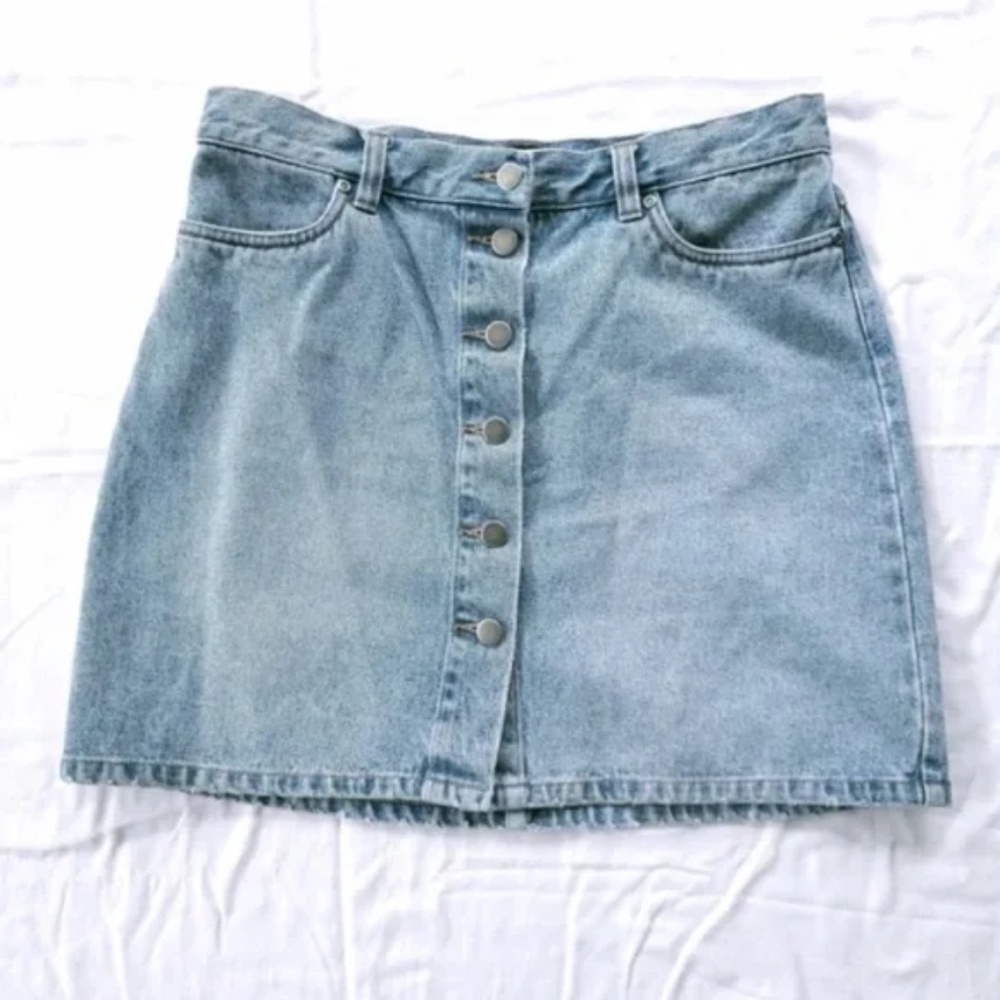 Moda International Button Front Denim Mini Skirt